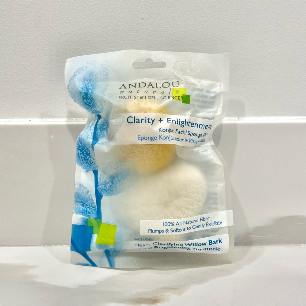 🟠5/$25 NEW Andalou Naturals Clarity & Enlightenment Konjac Facial Sponge Duo